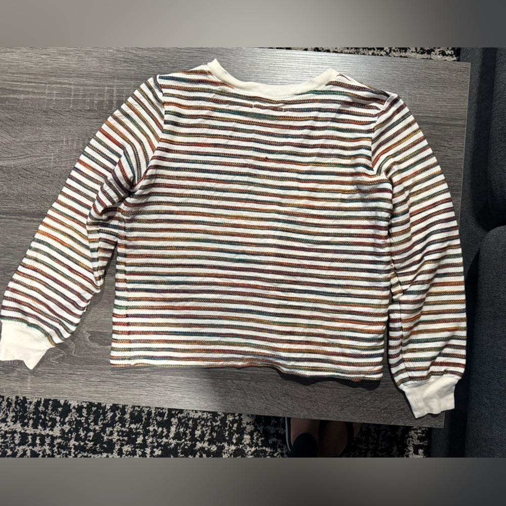 Madewell Kids Long Sleeve Striped Tee in Cream with Brown & Green Stripes - Picture 12 of 12